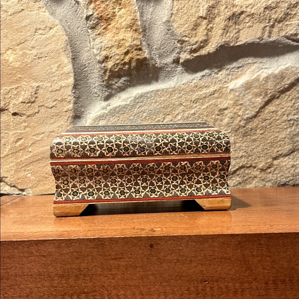 Intricate Patterned Decorative Box Persian Khatam Marqetry Dark academia